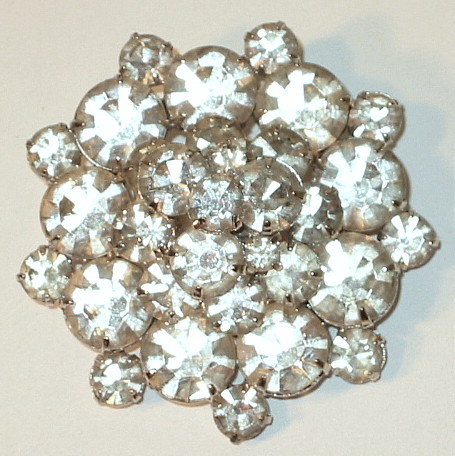 Vintage Rhinestone Snowflake Flower Brooch Pin
